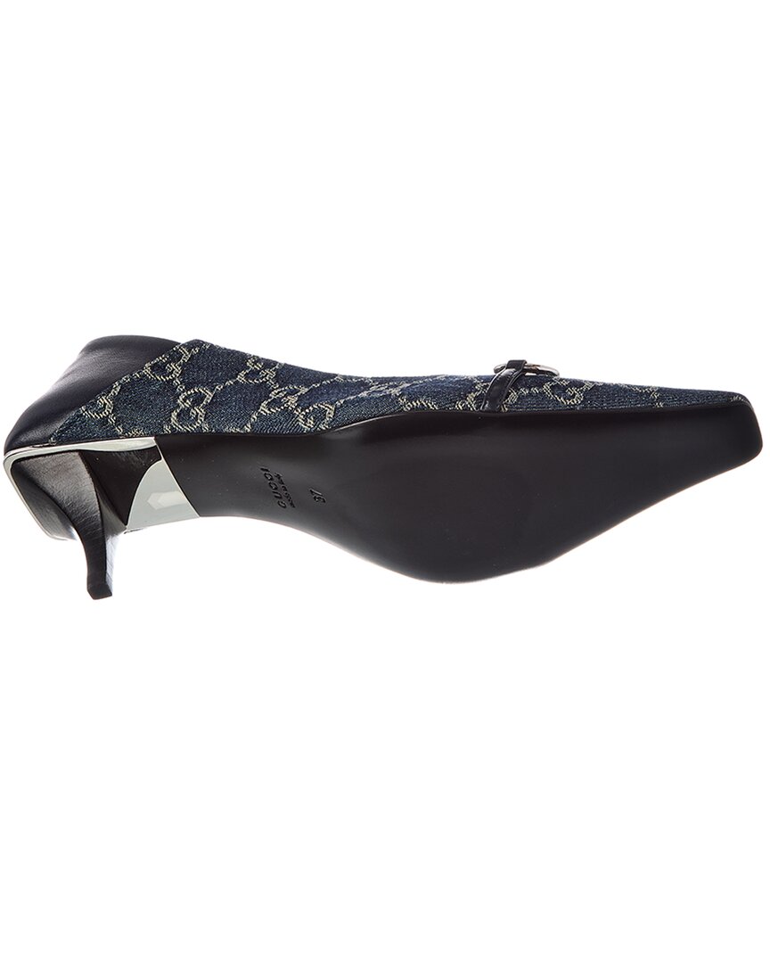 Gucci Gucci Vittoria Gg Denim & Leather Pump