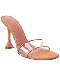 Amina Muaddi Andreea Vinyl & Suede Sandal