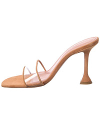 Amina Muaddi Andreea Vinyl & Suede Sandal