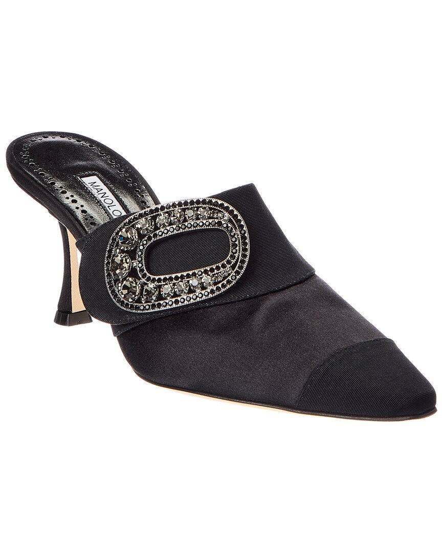 Manolo Blahnik Manolo Blahnik Tula 70 Satin & Grosgrain Mule