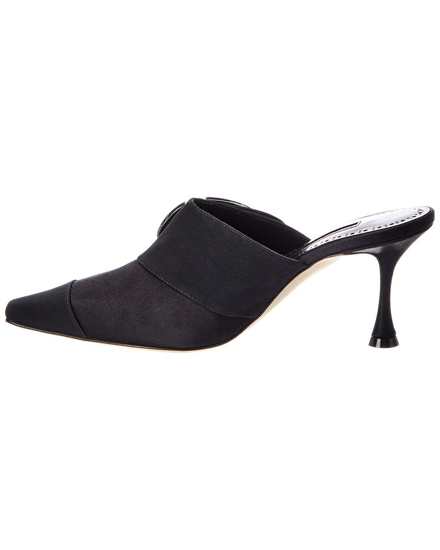 Manolo Blahnik Manolo Blahnik Tula 70 Satin & Grosgrain Mule