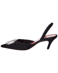 AMINA MUADDI Amina Muaddi Camelia Tweed Slingback Pump
