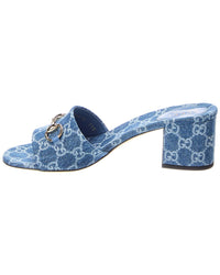 Gucci Horsebit Gg Denim Sandal