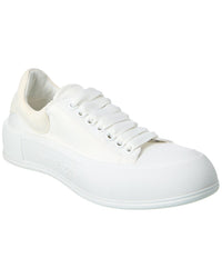 Alexander Mcqueen Deck Plimsoll Canvas & Suede Sneaker White