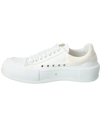 Alexander Mcqueen Deck Plimsoll Canvas & Suede Sneaker