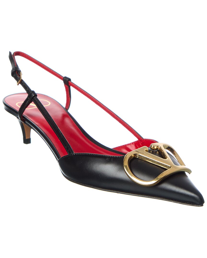 Valentino Valentino Vlogo Signature 40 Leather Slingback Pump