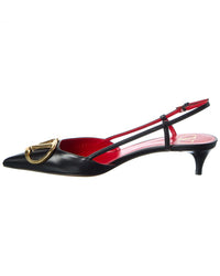 Valentino Valentino Vlogo Signature 40 Leather Slingback Pump