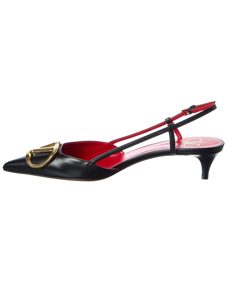 Valentino Valentino Vlogo Signature 40 Leather Slingback Pump