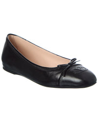 Valentino Valentino Vlogo Signature Leather Ballerina Flat