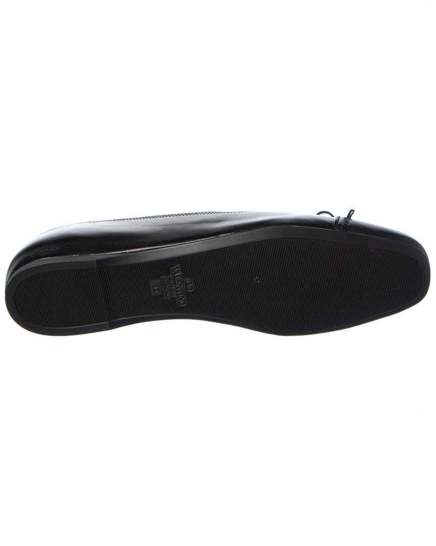 Valentino Valentino Vlogo Signature Leather Ballerina Flat