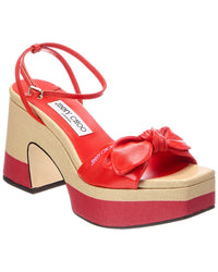 Jimmy Choo Jimmy Choo Ricia 95 Raffia & Leather Platform Sandal