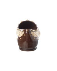 Gucci Gucci Savoy Gg Canvas & Leather Ballerina Flat