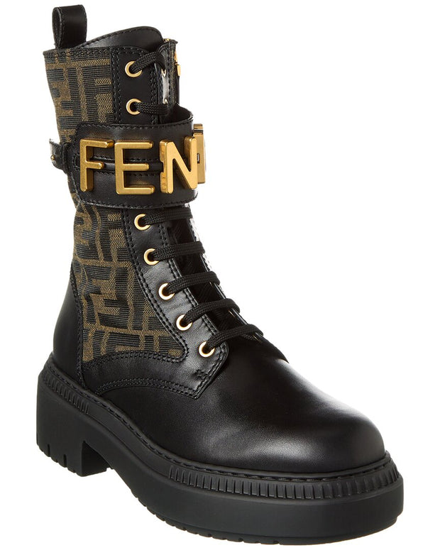 Fendi Fendigraphy Ff & Leather Biker Boot