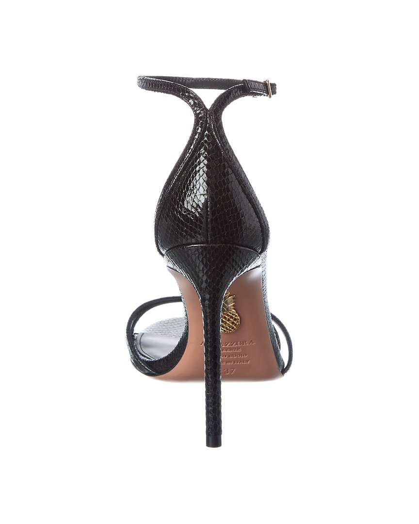 Aquazzura Nuda 105 Snake-Embossed Leather Sandal