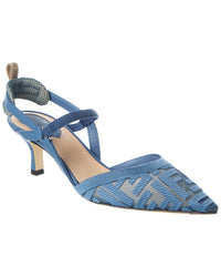 FENDI Fendi Ff Colibri Lite Medium Mesh & Leather Slingback Mule