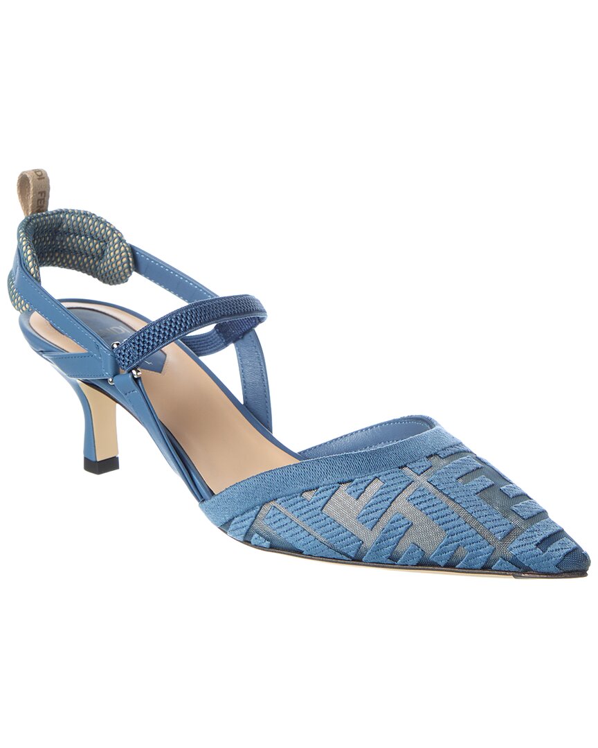 FENDI Fendi Ff Colibri Lite Medium Mesh & Leather Slingback Mule