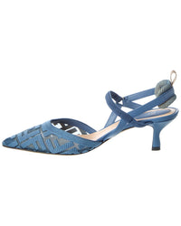 FENDI Fendi Ff Colibri Lite Medium Mesh & Leather Slingback Mule