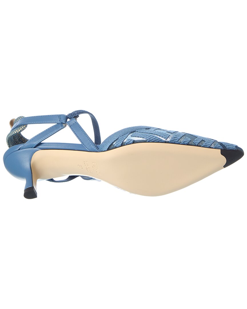 FENDI Fendi Ff Colibri Lite Medium Mesh & Leather Slingback Mule