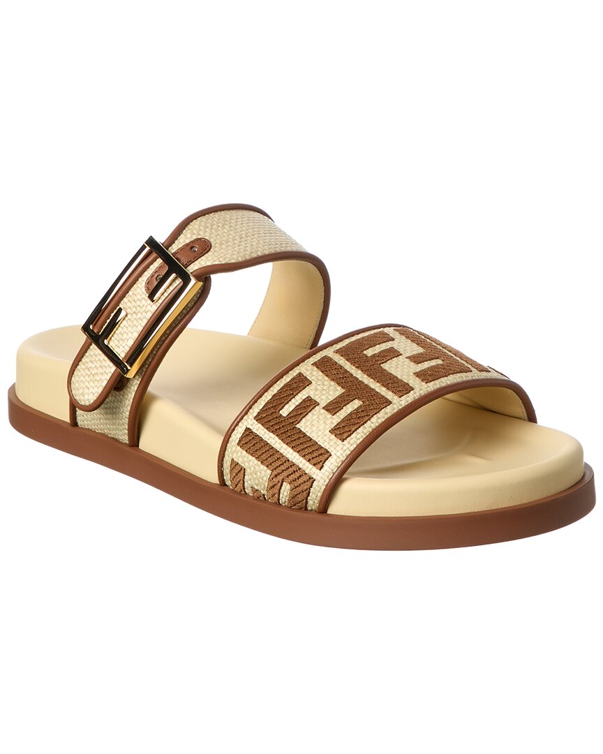 FENDI Fendi Feel Leather & Raffia Sandal