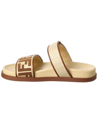FENDI Fendi Feel Leather & Raffia Sandal