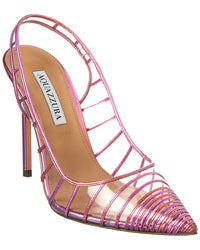 Aquazzura Call Me 105 Vinyl & Leather Slingback Pump Pink