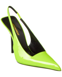 Saint Laurent Kiss 105 Leather Slingback Pump 36.5 Yellow