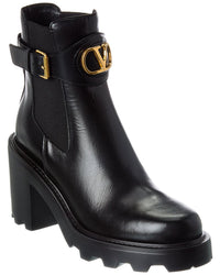 Valentino Valentino Vlogo Signature Leather Boot
