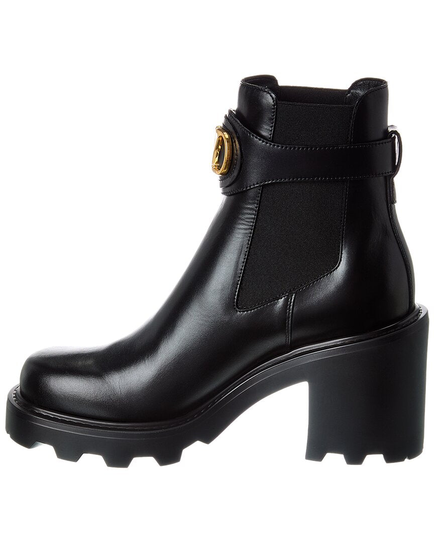 Valentino Valentino Vlogo Signature Leather Boot