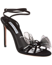 Aquazzura Reve 105 Suede Sandal Black