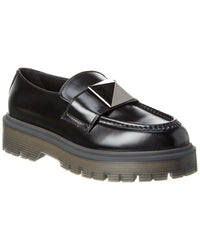 Valentino One Stud 45 Leather Loafer Black