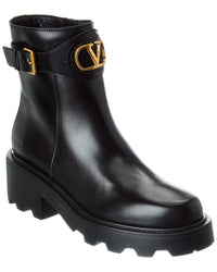 Valentino Valentino Vlogo Signature Leather Bootie