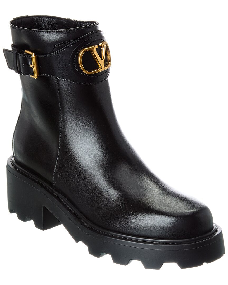 Valentino Valentino Vlogo Signature Leather Bootie