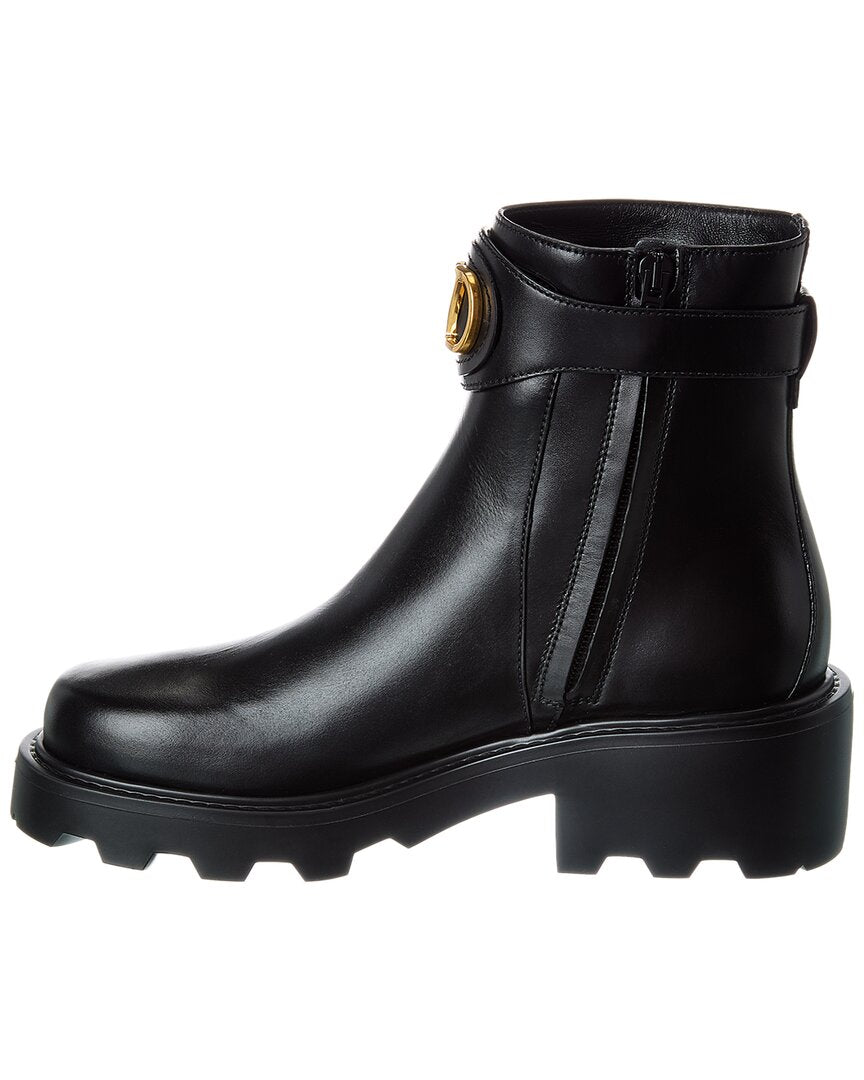 Valentino Valentino Vlogo Signature Leather Bootie