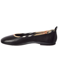 Burberry Burberry Check Trim Leather Ballerina Flat