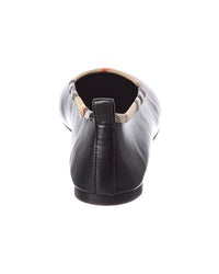 Burberry Burberry Check Trim Leather Ballerina Flat