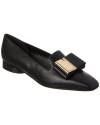 Ferragamo Leda Double-Bow Leather Loafer Black