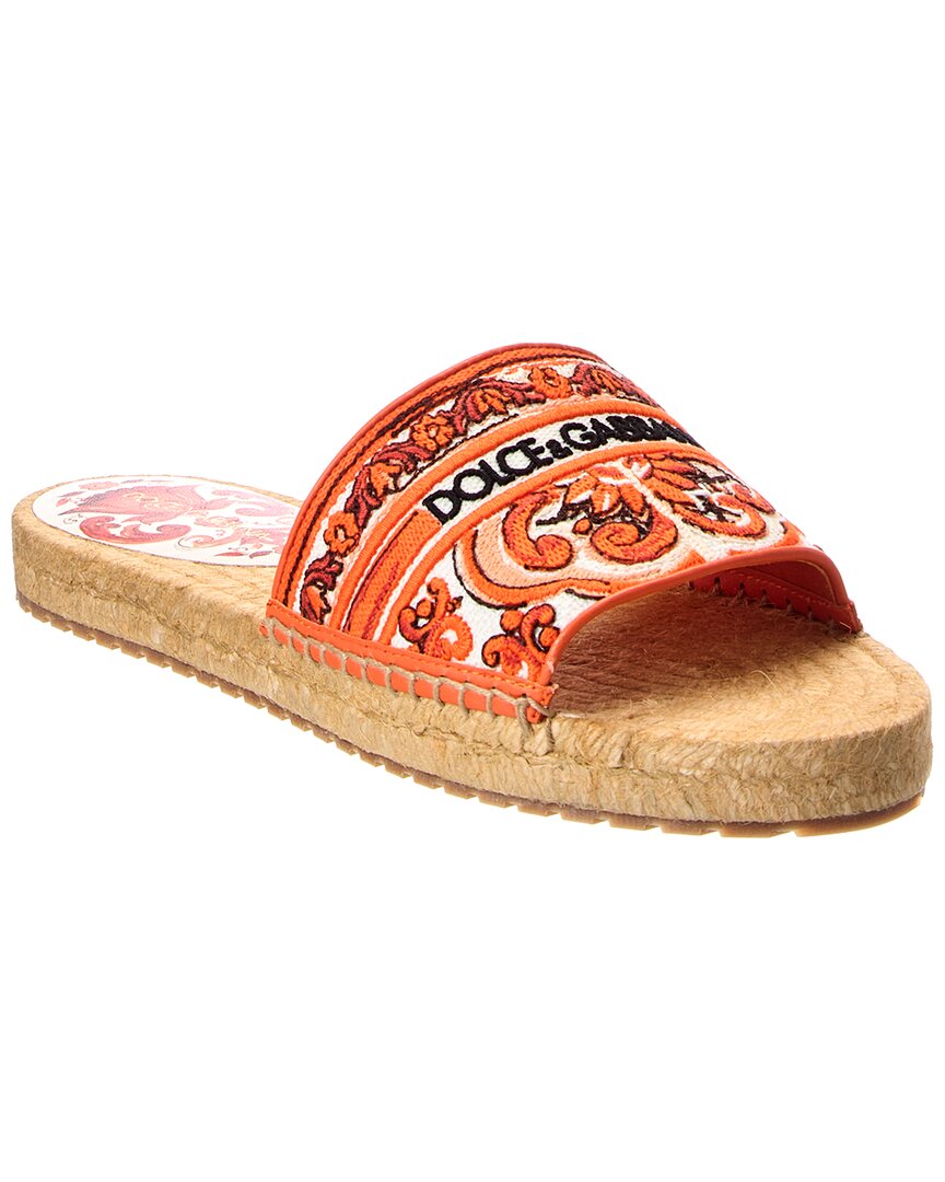 Dolce & Gabbana Dolce & Gabbana Maiolica Canvas & Leather Espadrille