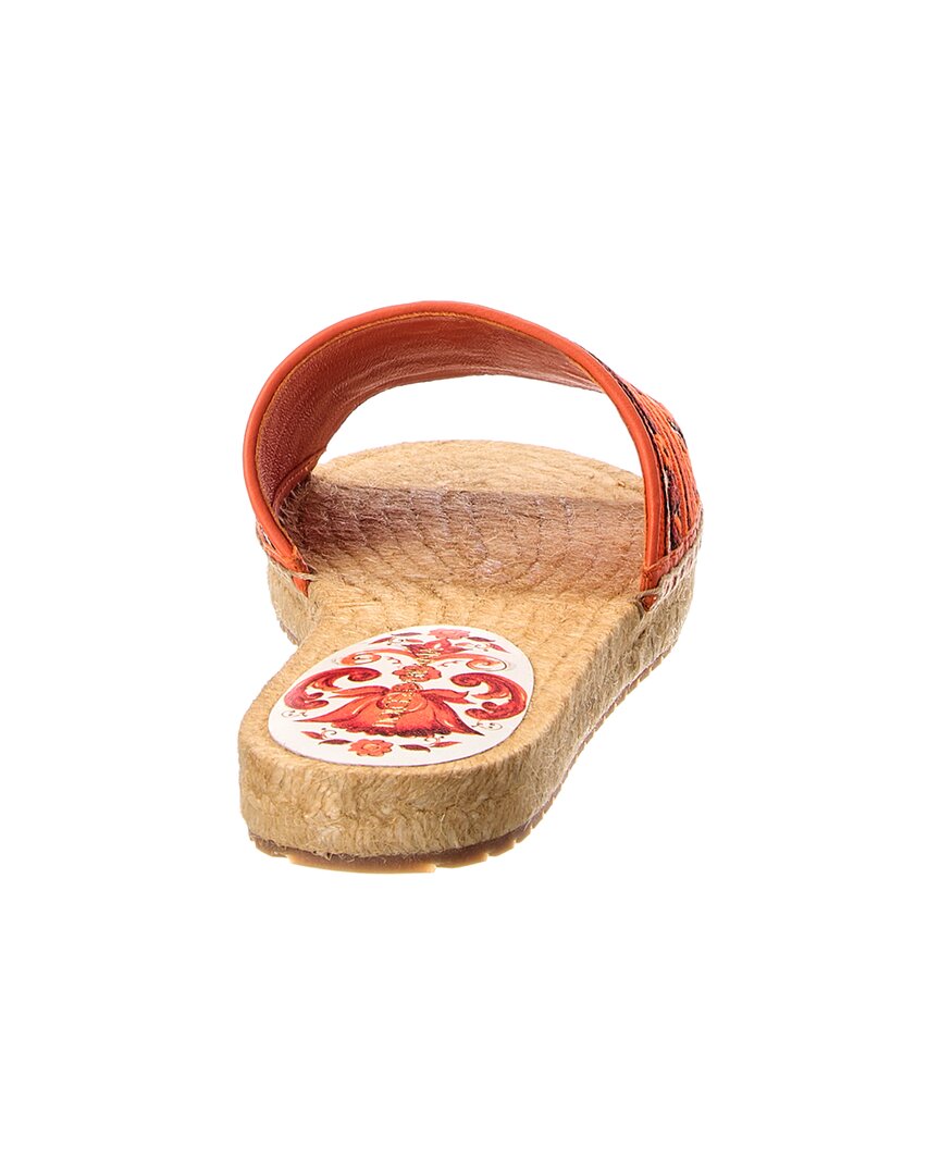 Dolce & Gabbana Dolce & Gabbana Maiolica Canvas & Leather Espadrille