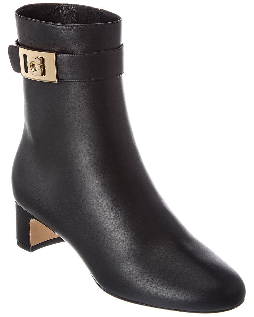Ferragamo Hug Buckle Leather Bootie