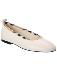 Burberry Burberry Check Trim Leather Ballerina Flat