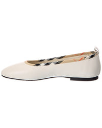 Burberry Burberry Check Trim Leather Ballerina Flat