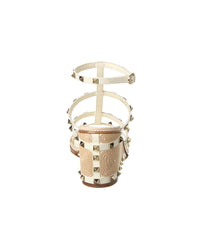 Valentino Valentino Rockstud Caged 90 Leather Ankle Strap Wedge Sandal