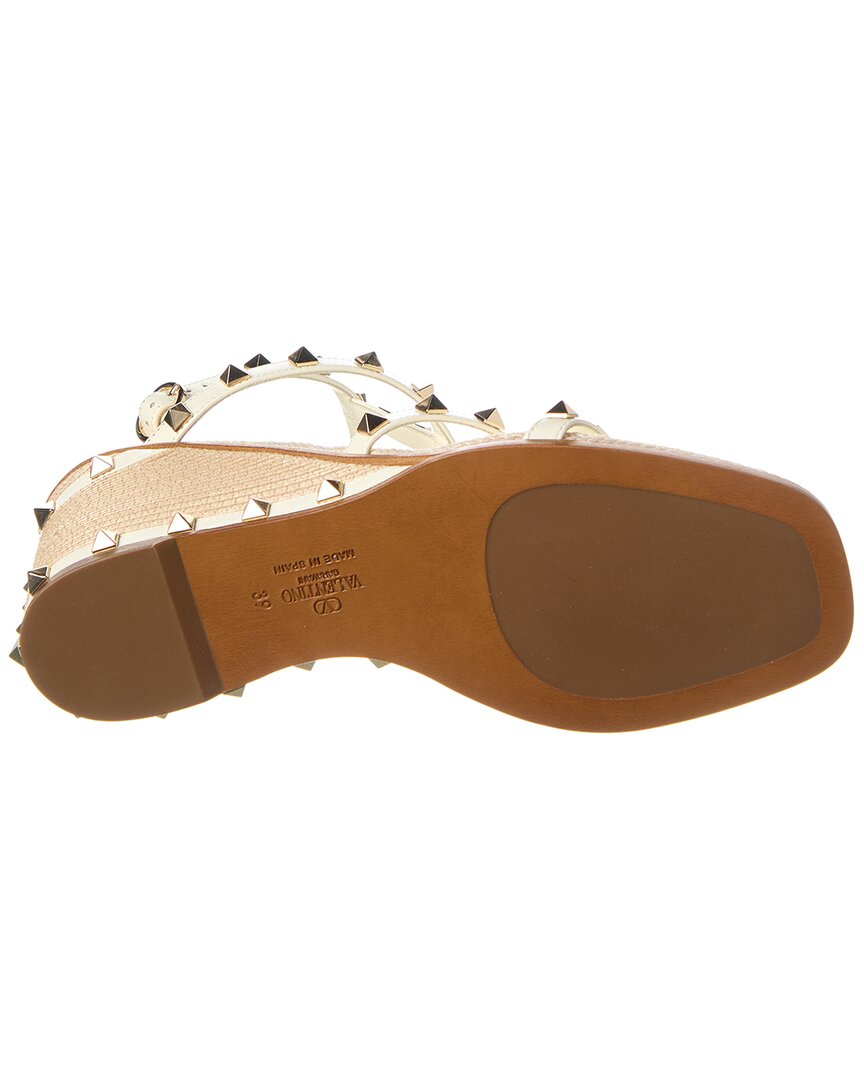 Valentino Valentino Rockstud Caged 90 Leather Ankle Strap Wedge Sandal