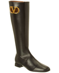 Valentino Valentino Vlogo Leather Knee-High Boot