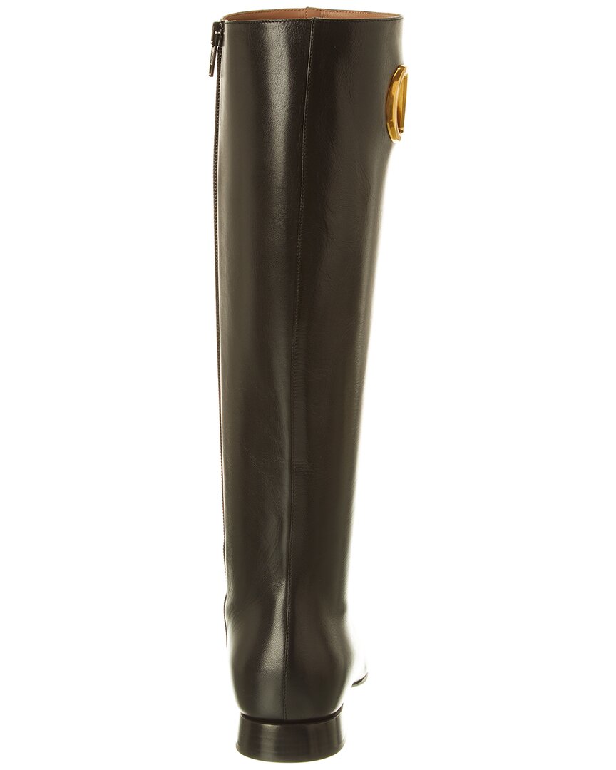 Valentino Valentino Vlogo Leather Knee-High Boot