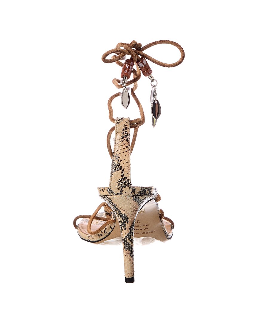 Isabel Marant Askee Snake-Embossed Leather & Suede Sandal