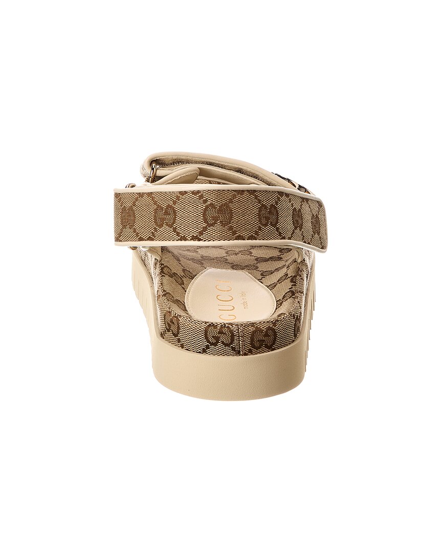Gucci Double G Gg Canvas & Leather Sandal