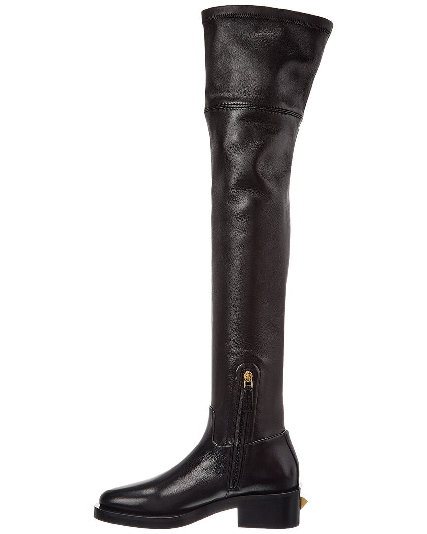 Valentino Valentino Roman Stud 30 Leather Over-The-Knee Boot