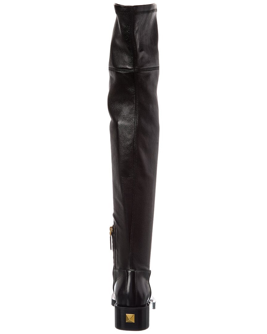 Valentino Valentino Roman Stud 30 Leather Over-The-Knee Boot