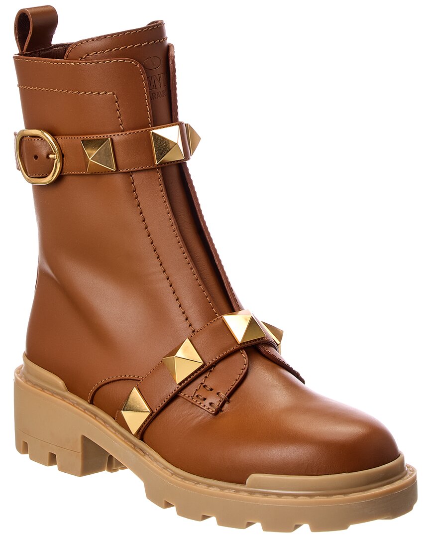 Valentino Valentino Roman Stud Leather Combat Boot